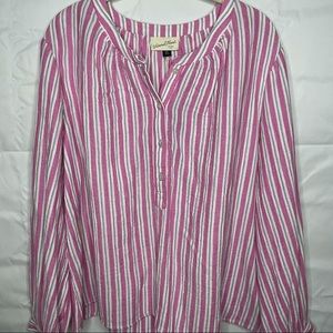 Pink and white striped king sleeve tunic
